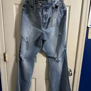 Judy Blue Light Blue Distressed Flare Jeans